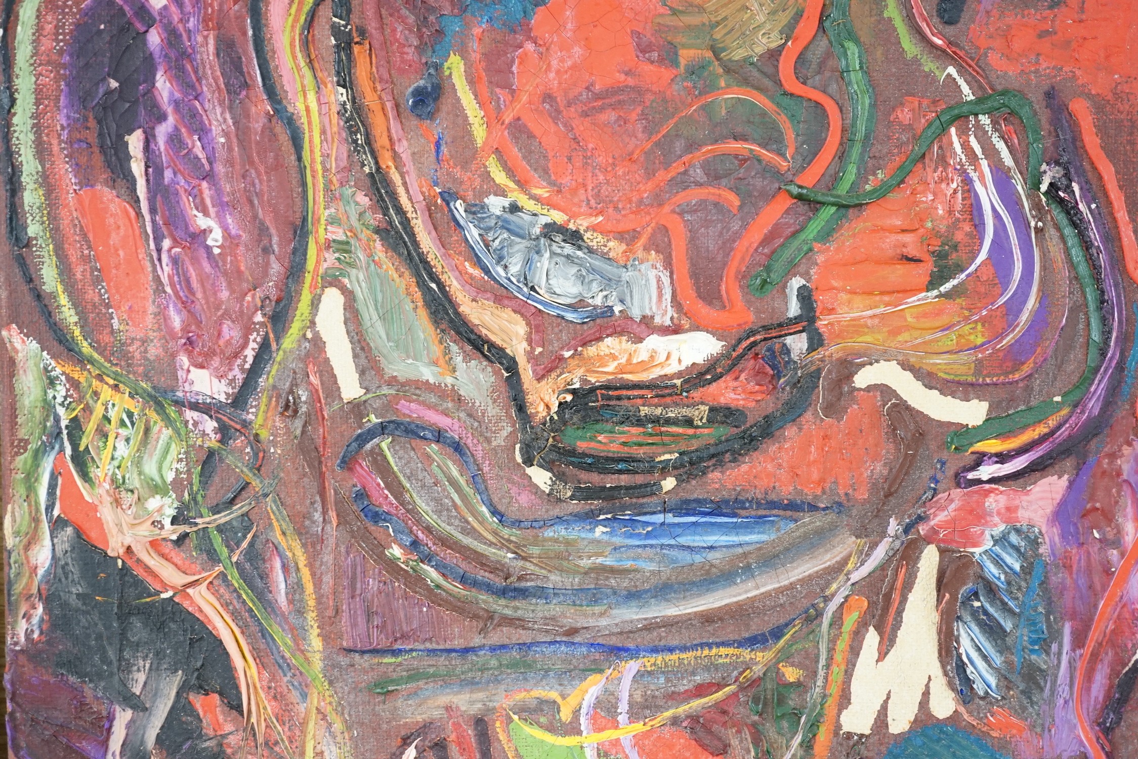 Pinder, oil on canvas, Abstract, signed, 40 x 30cm, unframed